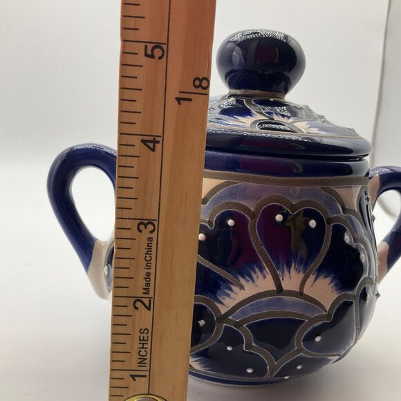 New Hand-Painted Artisan Handmade Talavera Ceramic Sugar Bowl Jar Canister Lided - Picture 7 of 9